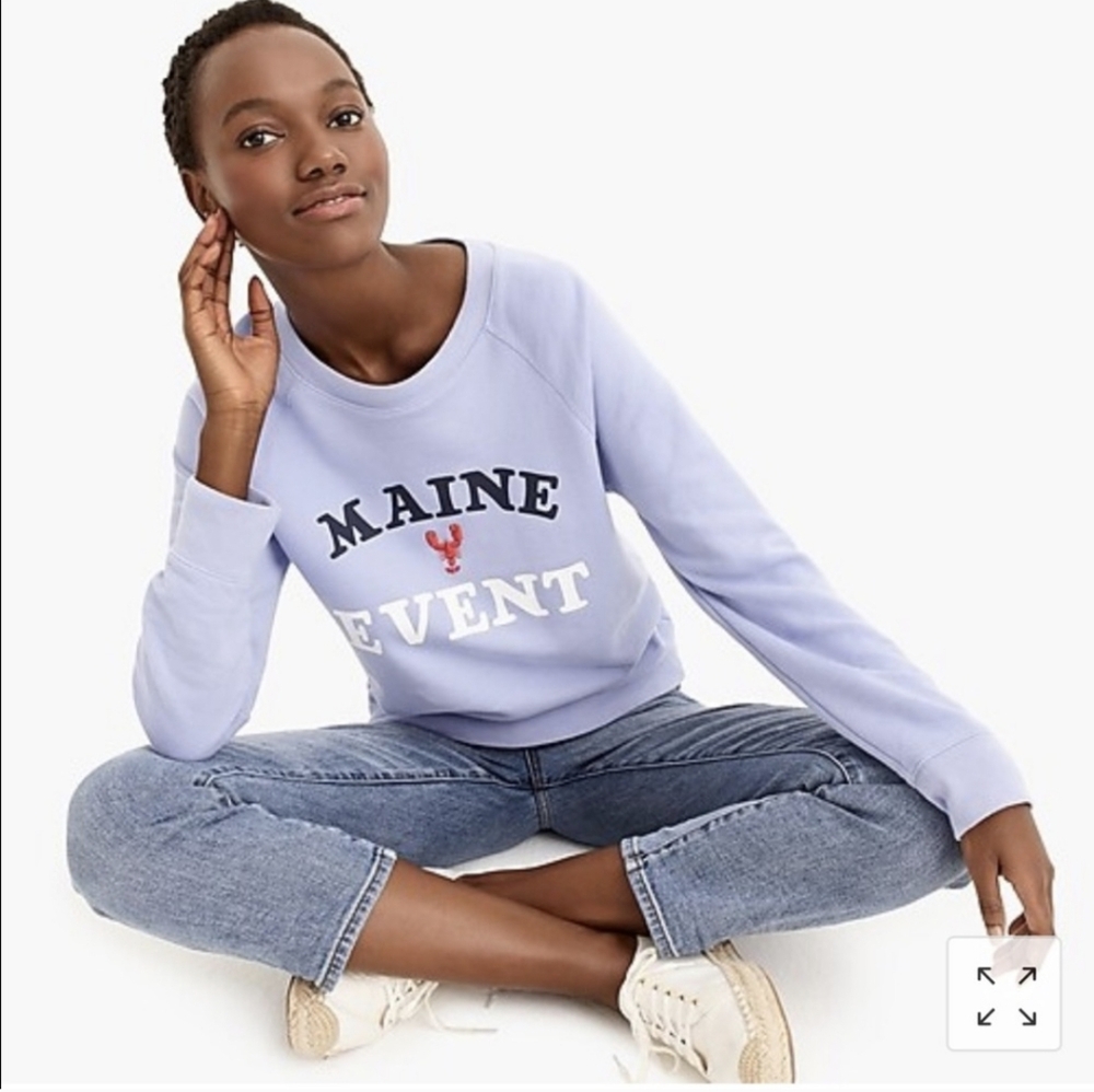 J.CREW Maine Event Sweatshirt S Periwinkle Blue + Red Lobster Pullover